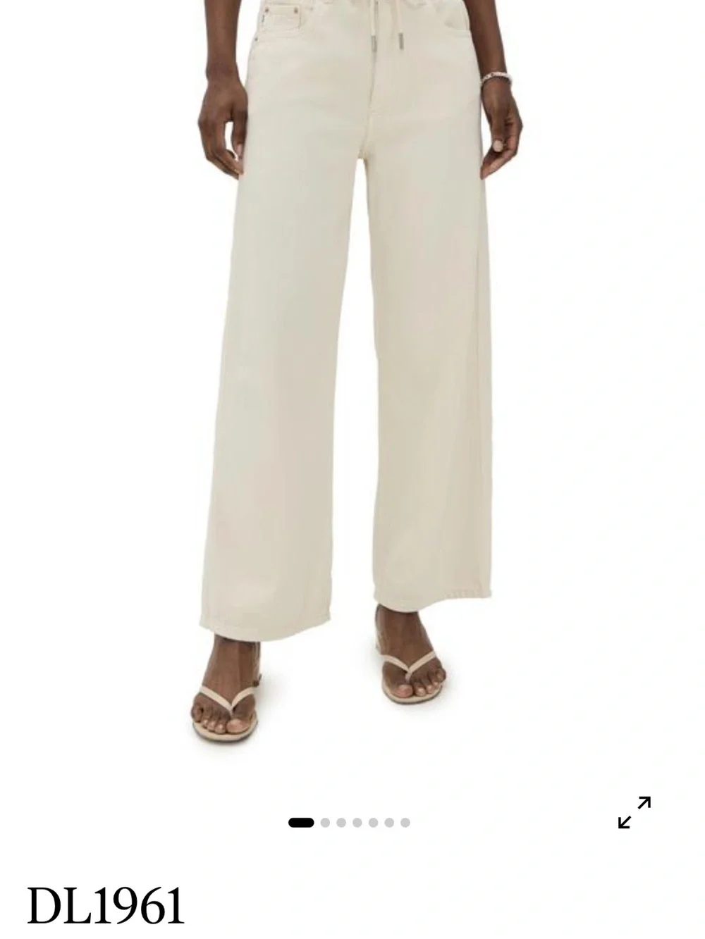 DL1961 Taylor Aura Relaxed Barrel Ultra High Rise Drawstring cream size 29
